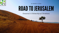 A dirt road with a lone tree in the distance. Text reads "Road to Jerusalem"