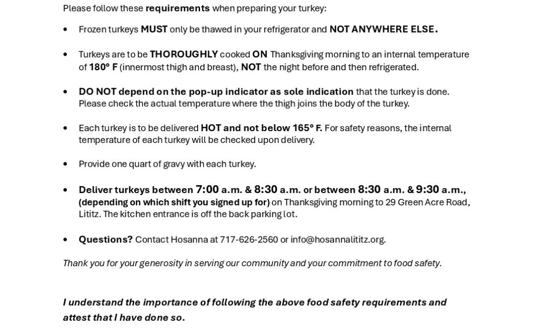 Turkey Prep instructions 2025